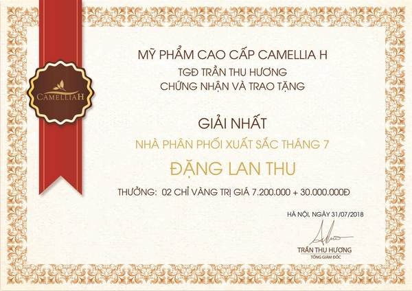 THÀNH TÍCH CUỘC ĐUA “ĐẠI LÝ XUẤT SẮC” THÁNG 7/2018